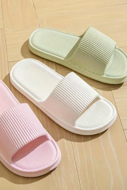 Best Dear-Lover Textured Thick Sole Soft EVA Home Slippers White
