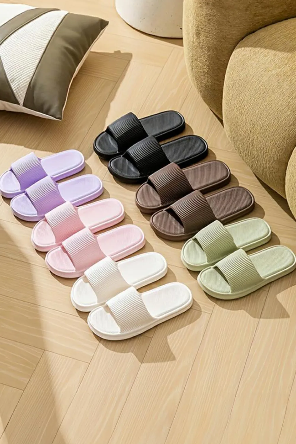Best Dear-Lover Textured Thick Sole Soft EVA Home Slippers White