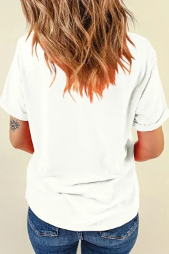 Hot Dear-Lover Thanksgiving Slogan Print Crew Neck T Shirt White