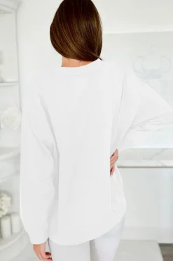 Hot Dear-Lover Tinsel Game Day Drop Shoulder Graphic Sweatshirt White