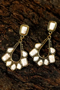 Best Dear-Lover Turquoise Inlay Cut Out Western Dangle Earrings White
