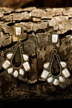 Best Dear-Lover Turquoise Inlay Cut Out Western Dangle Earrings White