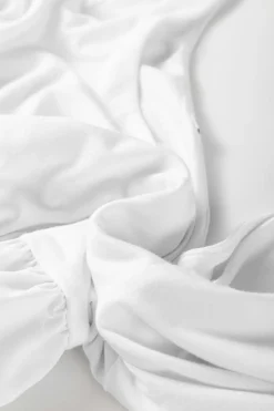 Hot Dear-Lover U Neck Long Sleeve Bubble Hem Top White
