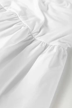 Hot Dear-Lover U Neck Long Sleeve Bubble Hem Top White
