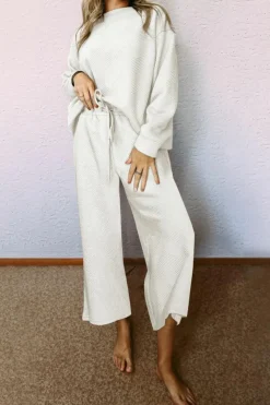 Online Dear-Lover Ultra Loose Textured 2pcs Slouchy Outfit White
