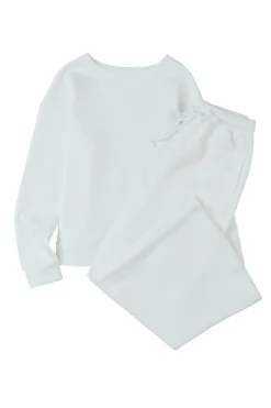 Online Dear-Lover Ultra Loose Textured 2pcs Slouchy Outfit White