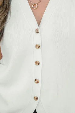Discount Dear-Lover V Neck Buttoned Sweater Vest White
