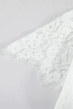 Fashion Dear-Lover V Neck High Waist Lace Maxi Dress White