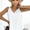 Discount Dear-Lover V Neck Knotted Shoulder Vest White