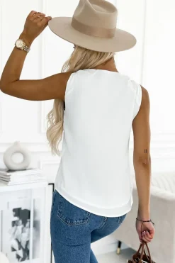 Discount Dear-Lover V Neck Knotted Shoulder Vest White