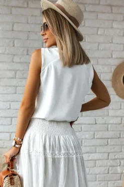 Discount Dear-Lover V Neck Knotted Shoulder Vest White