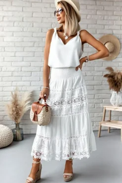 Discount Dear-Lover V Neck Knotted Shoulder Vest White