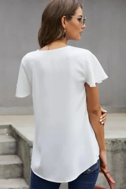 Hot Dear-Lover V Neck Short Sleeve Tee White