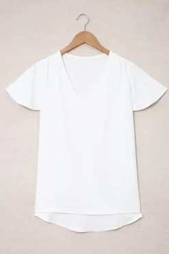Hot Dear-Lover V Neck Short Sleeve Tee White