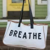 Clearance Dear-Lover Vacation BREATHE Contrast Trim Large Tote Bag White