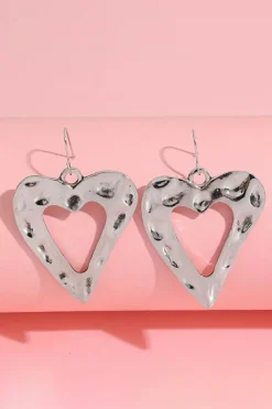 Clearance Dear-Lover Valentine Hollowed Heart Shape Earrings White