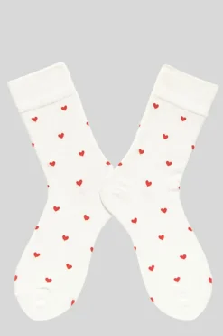 Fashion Dear-Lover Valentines Heart Pattern Crew Socks White