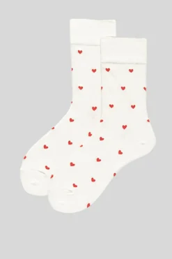 Fashion Dear-Lover Valentines Heart Pattern Crew Socks White