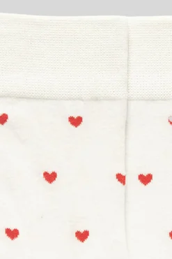 Fashion Dear-Lover Valentines Heart Pattern Crew Socks White