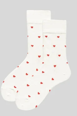 Fashion Dear-Lover Valentines Heart Pattern Crew Socks White