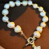 Best Dear-Lover Vintage Bee Rhinestone Baroque Pearl Bracelet White