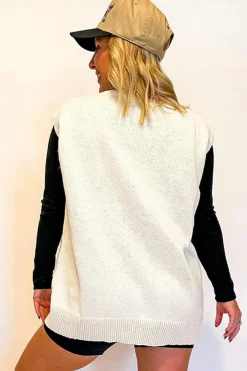 Online Dear-Lover Vintage Game Day Sweater Vest White