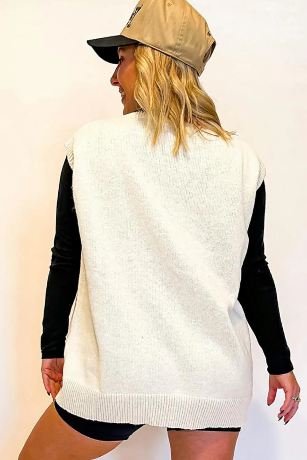 Online Dear-Lover Vintage Game Day Sweater Vest White