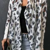 Discount Dear-Lover Vintage Leopard Print Open Cardigan White