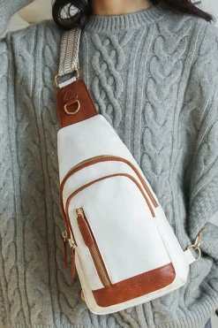 Discount Dear-Lover Vintage PU Leather Zipped Crossbody Bag White