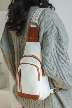 Discount Dear-Lover Vintage PU Leather Zipped Crossbody Bag White