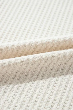 Online Dear-Lover Waffle Knit Exposed Seam V Neck Oversized Top White