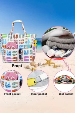 Hot Dear-Lover Waterproof Slippers Pattern Beach Tote Bag White