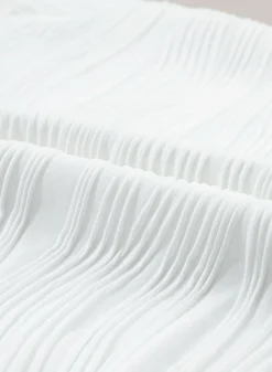 Outlet Dear-Lover Wavy Textured Mock Neck Cap Sleeve Top White