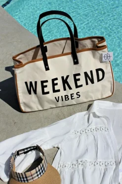 New Dear-Lover WEEKEND VIBES Canvas Tote White