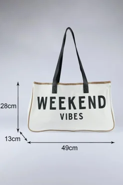 New Dear-Lover WEEKEND VIBES Canvas Tote White
