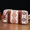 New Dear-Lover Western Aztec Print PU Leather Wristlet Wallet White
