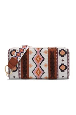 New Dear-Lover Western Aztec Print PU Leather Wristlet Wallet White