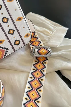 Outlet Dear-Lover Western Aztec Print PU Leather Square Single Shoulder Bag White