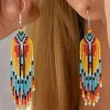 Hot Dear-Lover Western Rice Bead Tassel Hook Earring White