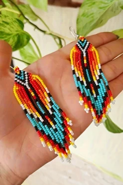 Hot Dear-Lover Western Rice Bead Tassel Hook Earring White