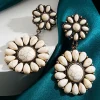 Discount Dear-Lover Western Turquoise Inlay Flower Shape Stud Earrings White