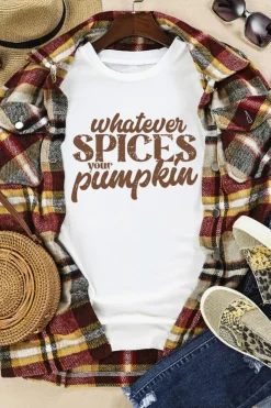 New Dear-Lover Whatever Spices Your Pumpkin Graphic Tee White