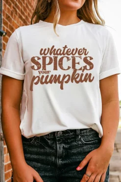 New Dear-Lover Whatever Spices Your Pumpkin Graphic Tee White