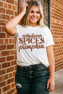 New Dear-Lover Whatever Spices Your Pumpkin Graphic Tee White