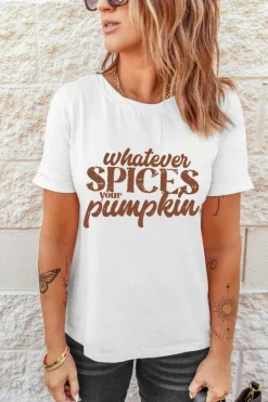 New Dear-Lover Whatever Spices Your Pumpkin Graphic Tee White