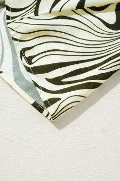 Sale Dear-Lover Zebra Stripe Print Contrast V-Neck Ricrac Detail Short Sleeve Blouse Top White