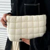 Fashion Dear-Lover Zipper Quilted Puffer Cosmetic Bag White
