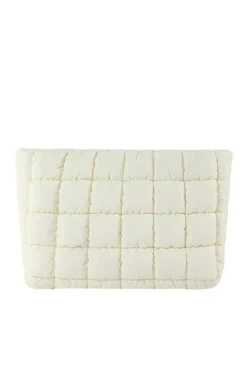 Fashion Dear-Lover Zipper Quilted Puffer Cosmetic Bag White