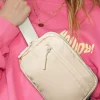 Fashion Dear-Lover Wide Belt Zipped Square Crossbody Bag White