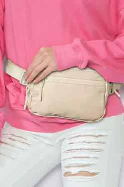 Fashion Dear-Lover Wide Belt Zipped Square Crossbody Bag White